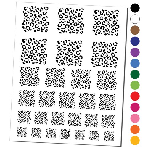 Leopard Print Spots Temporary Tattoo Water Resistant Fake Body Art Set Collection - Black (One Sheet)