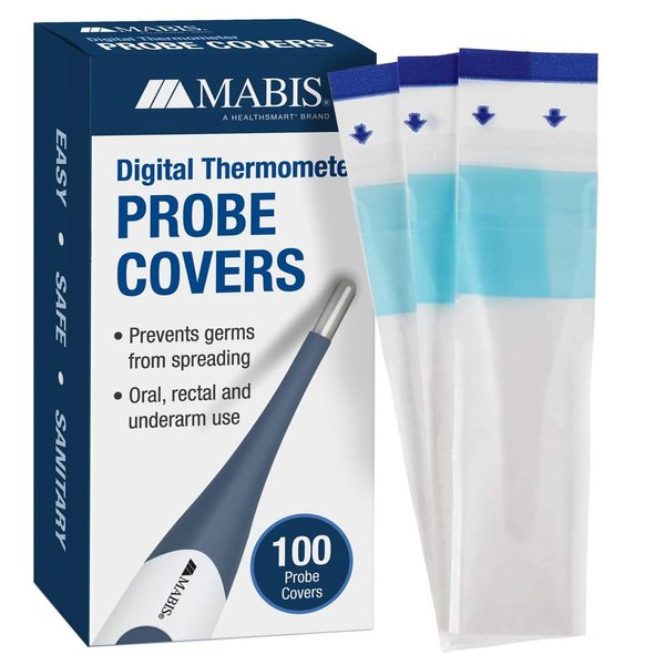 MABIS Disposable Probe Covers for Digital Thermometers, Box of 100, FSA Eligible, Can be Used Orally, Rectally or Under the Arm