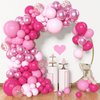Amandir 153pcs Pink Balloon Garland Arch Kit, Different Sizes 18 12 10 5 inch Hot Pink Latex Metallic Confetti Pink Balloons for Birthday Princess Wedding Baby Shower Valentines Day Party Decorations