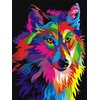 Komking DIY Paint by Numbers for Adults, Paint by Number Kits for Kids Beginner on Canvas Painting, Colorful Wolf 16''Wx20''L
