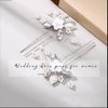 Heread Flower Bride Wedding Hair Pins Crystal Bridal Head Piece Pearl Hair Accessories for Women and Girls (Pack of 2) (B Silver)