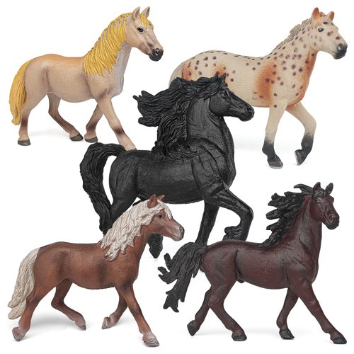 Horse Farm Animal Figures Model Toys Playsets 5 PCS Horse Figurines Family Party Supplies Collection Desktop Decoration Development Set Cognitive Toy for Boys Kid Toddlers