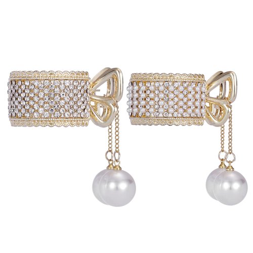 Textention Small Hair Claw Clips for High Ponytail, 2 Pieces Rhinestone Shark Hair Clips with Nonslip Mini Pearl Hair Clamps, Hair Clips Hairpins Hair Accessories for Women Thick Long Hair
