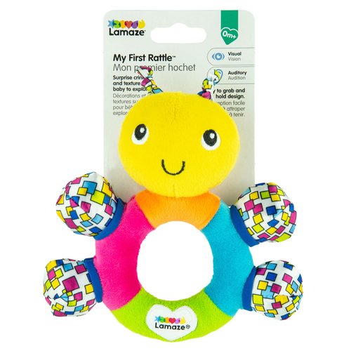 The First Years First Baby Rattle - Sensory Toys with Soft Textures and Crinkle Sounds - Infant Toys Ages 3 Months and Up