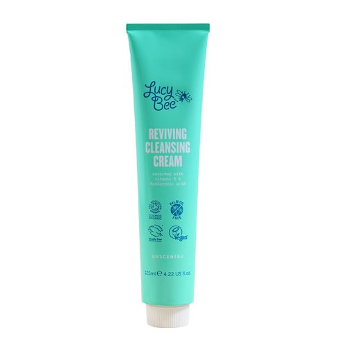 Lucy Bee Cleansing Cream, Certified Organic Makeup Remover, Unscented Facial Cleanser for Sensitive Skin, Vegan Cruelty Free & Palm Oil Free, Suitable for All Skin Types, 4.22 fl oz