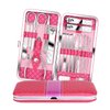 Teamkio 18pcs Manicure Set Pedicure Nail Clippers Set Travel Hygiene Kit Stainless Steel Professional Cutter Care Set Scissor Tweezer Knife Ear Pick Tools Grooming Kits with Leather Case