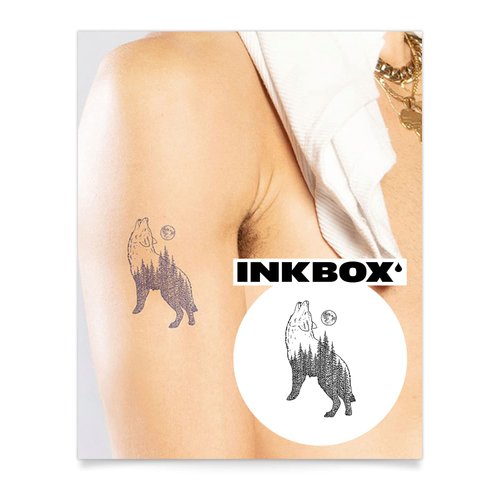Inkbox Temporary Tattoos, Semi-Permanent Tattoo, One Premium Easy Long Lasting, Water-Resistant Temp Tattoo with For Now Ink - Lasts 1-2 Weeks, Howling, 4 x 4 in