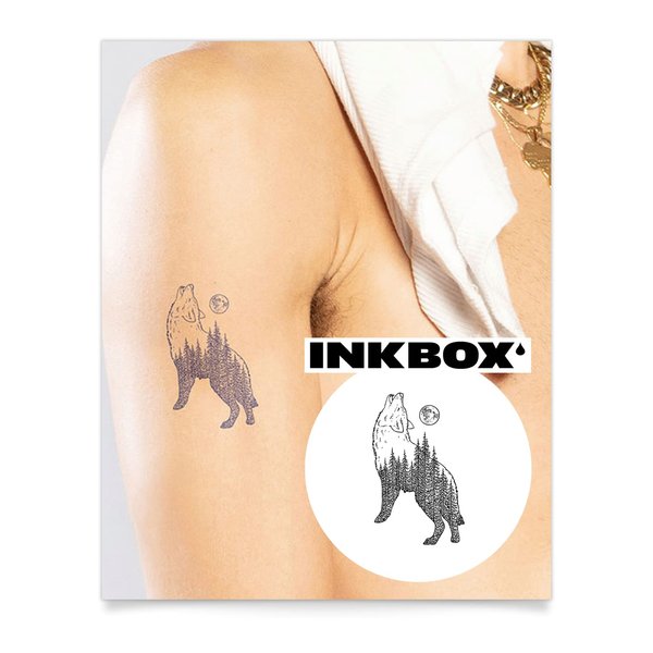 Inkbox Temporary Tattoos, Semi-Permanent Tattoo, One Premium Easy Long Lasting, Water-Resistant Temp Tattoo with For Now Ink - Lasts 1-2 Weeks, Howling, 4 x 4 in