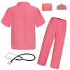 LAUPHIE Kids Scrub Nurse Doctor Dress Up Costumes for Kids Set of 5 Cosplay Pink Green