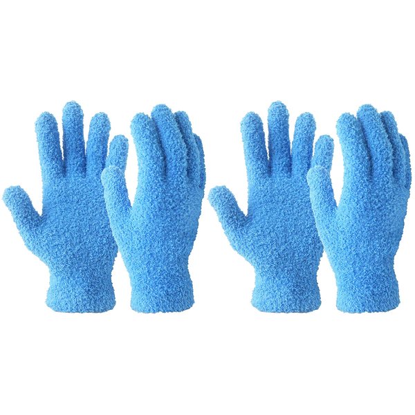 Evridwear Microfiber Dusting Gloves, Dusting Cleaning Glove for Plants, Blinds, Lamps and Small Hard to Reach Corners, 2 Pairs (Blue S/M)