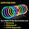 PartySticks 100 Ultra Bright Glow Sticks Bracelets and Necklaces - Premium Glow in the Dark Party Supplies and Decorations - Bulk 8" Glowsticks Party Favors Pack