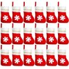 24 Pack Small Red Christmas Ornaments, 8 Inch Mini Christmas Stockings for Christmas Tree, Snowflake Printed Small Stocking Bulk Party Supplies Gifts Treat Stuffers Pouch Bags Christmas Hanging Socks