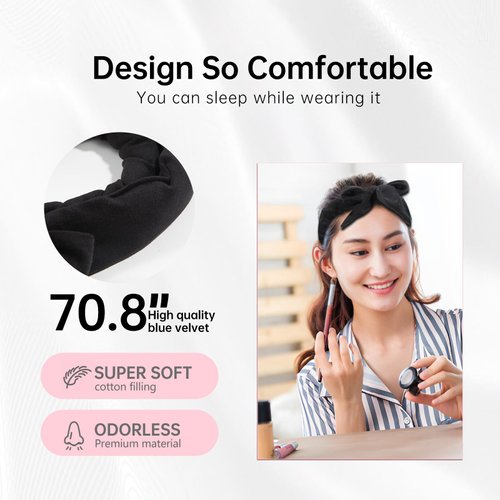 LOQOUSE Heatless Hair Curler Heatless Curls Heatless Curling Rod Headband 70.8-Inch Long Velour Hair Curlers No Heat Overnight Hair Curler Headband to Sleep For Women Holiday Gifts 10 Pieces Set Black