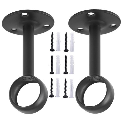 Anndason Curtain Rod Ceiling-Mount Bracket Curtain Rod Brackets Curtain Rod Holders (8 PCS, Black)