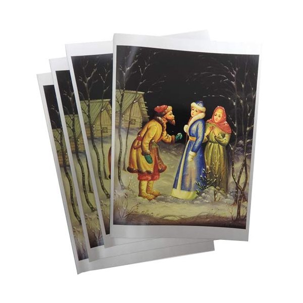 Russian Lacquer Christmas Cards Snow Maiden and Her Parents Box of 12