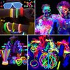 255 Pack Glow Neon Party Supplies Glow Sticks Party Decorations Black Light Reactive Decor Set - Fluorescent Banner, Glow in The Dark Balloons, Neon Tablecloths, Cake Toppers, Light Up Sticks, Glasses