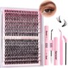 ESEENLO Lash Extension Kit, 320pcs DIY Eyelash Extension Kit 9-16mm Mix, 30D 40D Curl Individual Lash Clusters with Bond, Seal, Remover and Tweezers