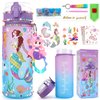 GirlsHome Decorate Your Own Water Bottle for Girls Age 4-6-8-10, Mermaid Toys for Girls Painting Crafts, Fun Arts and Crafts Kits 6-12 Year Old Toddler Gifts Toys for Girls Birthday Christmas