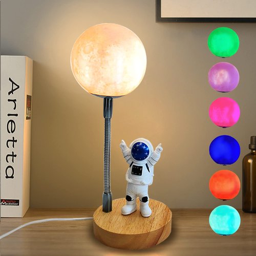 Moon Lamp for Kids,Astronaut Light 7 Color Space Night Light,3D Moon Light Nursery Bedroom Space Themed Decor Table Lamp,Birthday Gifts for Boys Girls