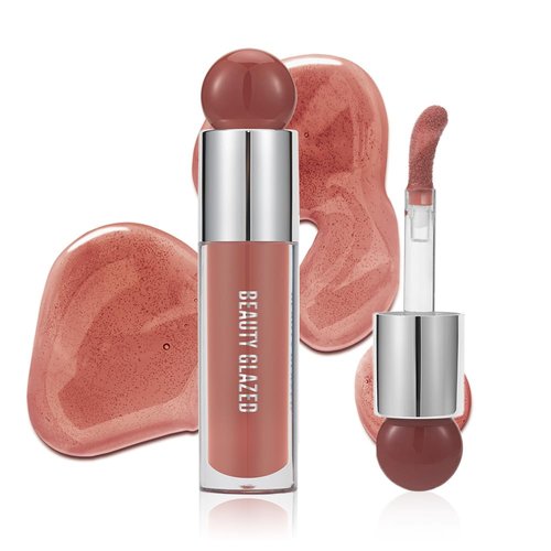 Beauty Glazed Color Variety Non-Sticky Ultra-Hydrating & Nourishing Lip Oil, Smooth Glossy Finish Luxurious Lip Glow Oil, Shiny and Vegan Tinted Lip Gloss, Big Brush Applicator (107# CRANBERRY)