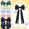 Ambesi Ribbon Hair bow Clips, 2PCS Silky Satin Hair Bows Hair Clip Black White Hair Ribbon Ponytail Holder Accessories for Women Girl Long Tail Hair Bow Clips Hair Barrette Dress Up Accessories