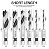 COMOWARE Brad Point Stubby Drill Bit Set for Wood, Short Length Drill Bit Set 6pcs HSS 4241 Steel with 1/4-Inch Quick Change Hex Shank