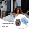 2 Pcs Bath Shower Pouf Sponge 2 in 1 Exfoliating Mesh Pouf Sponge Loofah Bath Glove with Elastic Hand Strap for Women Men Kid Bathroom
