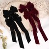 Velvet Hair Bows with Alligator Clips - 4 PCS Hair Accessories for Women, Girls, Teens, and Toddlers - Burgundy and Black Bows