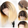 Smavida Glueless Lace Front Wigs Bob Human Hair Wigs Colored Ombre Blonde 13x4 HD Transparent Brazilian Virgin Human Hair 150 Density Pre Plucked with Bleached Knots Lace Frotal Bob Wig for Women