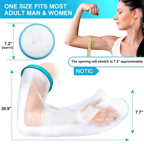 VESKIMER 2024 Upgraded Waterproof Arm Cast Cover for Shower Arm Long Full Watertight Seal Protector to Keep Wound & Bandages Dry - Reusable Cast Protector, Cast Bag, Cast Sleeve