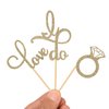 Donoter 48 Pcs Gold Glitter Diamond Ring Love I Do Cupcake Topper Picks for Wedding Engagement Party Cake Decorations