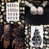Oottati Waterproof 9 Sheets Back of Hand Fake Temporary Tattoo Stickers - Black Halloween Skull Horror Eye Devil Sun Moon Totem (Halloween)