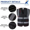 Kazsaifo Reflective Safety Vest for Men Women with 8 Pockets and Zipper High Visibility Mesh Construction Work Vest Meets ANSI/ISEA Standards (KZ170-Black, L)