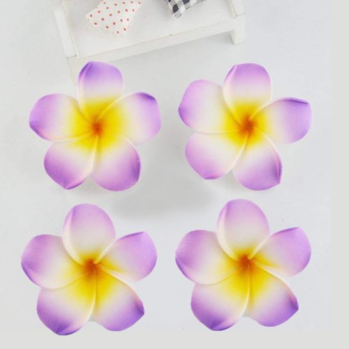 4Pcs Purple Hawaiian Plumeria Flower Hairpins Women Hawaiian Hawaii Bohemia Style Plumeria Foam Flower Hair Clips Hair Barrette Hairpin For Bridal Wedding Party Beach Holiday Clips