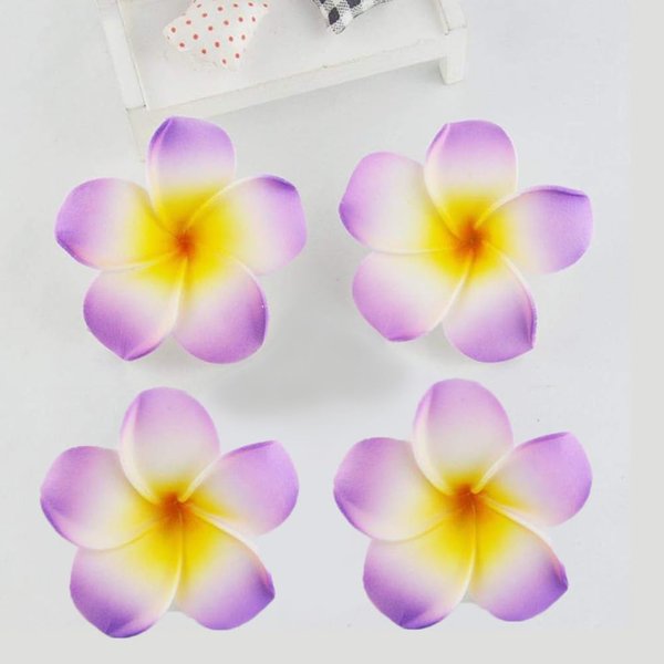 4Pcs Purple Hawaiian Plumeria Flower Hairpins Women Hawaiian Hawaii Bohemia Style Plumeria Foam Flower Hair Clips Hair Barrette Hairpin For Bridal Wedding Party Beach Holiday Clips