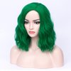 MAGQOO Green Wig for Women Emerald Green Bob Wig Short Curly Wavy Green Wigs Side Part Synthetic Heat Resistant Cosplay Costume Party Wigs (Emerald Green)