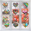 Haooryx Valentines Heart Paper Suncatcher for Kids - 12Pcs Heart Shaped Tissue Paper Craft DIY Window Stained Glass Effect Suncatchers for Classroom Art Craft Valentine’s Day Party Game Supplies