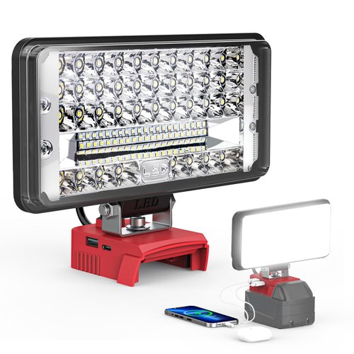 LED Work Light for Milwaukee m18 18v Battery, Ecarke 7'' 68W Cordless Work Light 6800 Lumens of Brightness with with Low Voltage Protection&USB & Type-C Charger Port for car Repairing（Bare Tool Only）