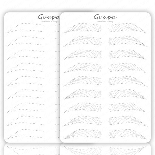 3 pcs White Microblading Hairstroke Practice Skin Hair strokes Pattern Pre-printed Silicone Practice Pad Permanent Makeup Eyebrow Tattoo Latex (9 Pairs Hairstroke Outlines)