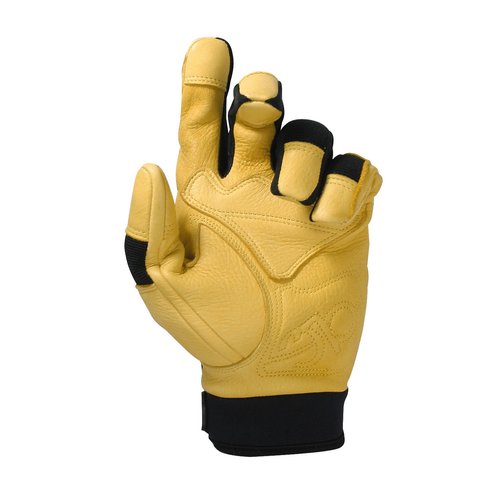 Custom Leathercraft 285M Work Gloves with Top Grain Deerskin and Neoprene Wrist Closure, Medium , Black