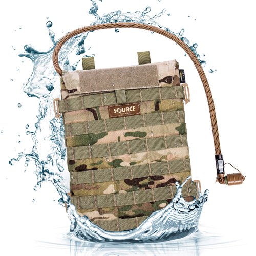 Source Tactical Gear Razor Hydration Pouch with WLPS 3L Low Profile Hydration Bladder - MOLLE Integration Based Ballistic Vest - Leakproof Widepac Closure 100oz