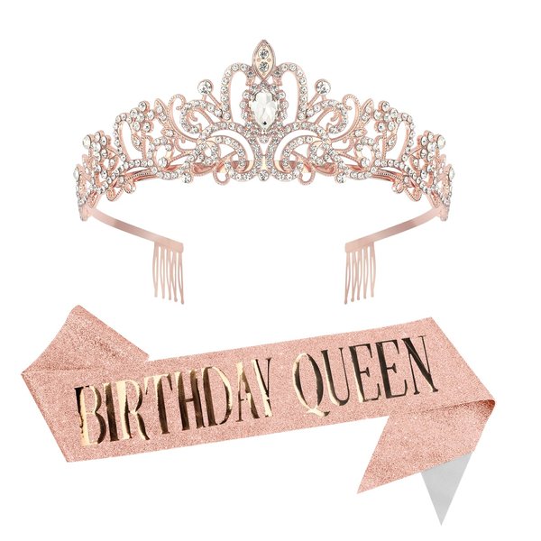 Birthday Sash for Women, Birthday Crown, Birthday Tiara, Birthday Queen Sash and Tiara for Women, Birthday Headband for Girls, Princess Crown, Happy Birthday Crown and Sash, Birthday Decorations