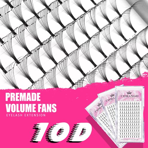 CoMango Premade Fans Eyelash Extensions 5D-C-0.07-12mm Premade Volume Lash, Short Stem Eyelash Extensions Pre Made Fanned Russian Volume Lash Extensions Mix Tray