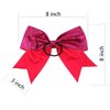 Cheerleader Bows Cheerleading 8 inch Sparkle Glitter Ponytail Holder Hair Tie School for High School College Girl Team Sports 6 Pcs … (Shocking Hot Pink)