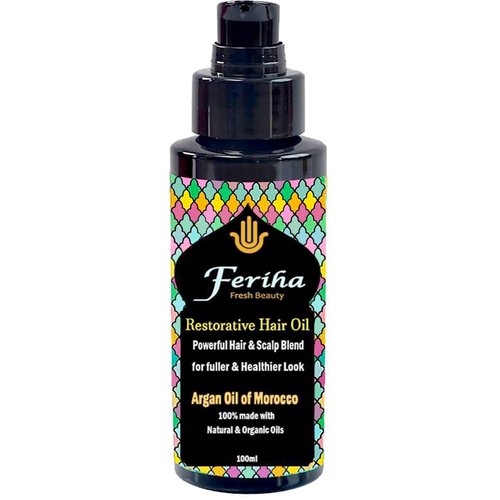 Restorative Hair Oil - Blend of Moroccan Argan Oil - Natural Shine, Defines Curls, Reduces Frizz, for Thicker Fuller Manageable & Healthier Look - 3.38 Fl Oz