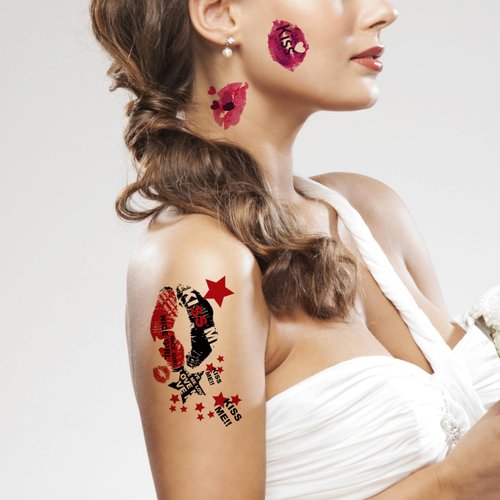 15-Pack Kiss Lips Temporary Tattoo Stickers – 2.3 x 3.9 Inch – Perfect for Halloween, Mother’s Day, and Cosplay Parties for Adults and Kids