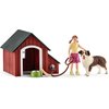 Schleich Farm World, Animal Toys for Girls and Boys Ages 3-8, 5-Piece Playset, Dog Kennel, Red