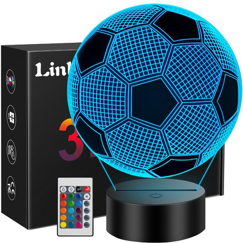 Linkax Stocking Stuffers for Teens Boys Kids, Christmas Soccer Gifts for Boys, 3D Illusion Lamp Night Light, 8 9 10 11 12 Year Old Boy Birthday Gifts, Football Accessories Stuff Sport Fans Room Decor