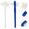 SUPVOX 2PCS false teeth brushes two-side t-shape denture toothbrush (white+blue)