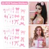 110 PCS Pink Coquette Bow Party Favors, Pink Coquette Bow Temporary Tattoos Slap Bracelets Stickers Keychains Badges Gift Bags for Bow Coquette Birthday Party Decorations Supplies for Kids Girls